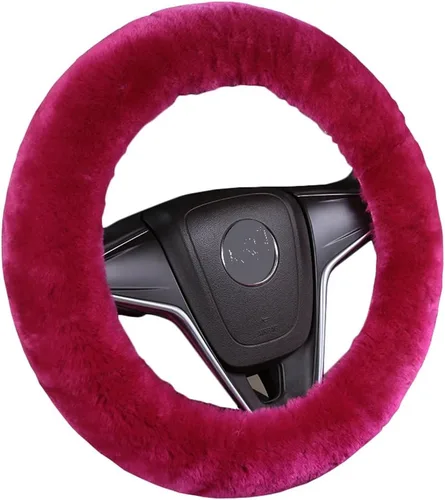Miniatura 23 de U&M Funda para volante de automotor de lana auténtica, elastizada. Almohadilla protectora de volante de vehículo, de lana australiana, Menta