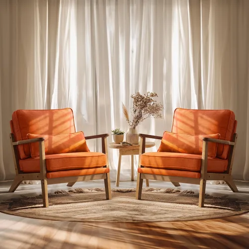 Miniatura 23 de VINGLI Silla de Acento de Madera Maciza con Reposabrazos Anchos, Silla Moderna Tapizada de Mediados de Siglo con Almohada, Cómoda Silla de Lectura