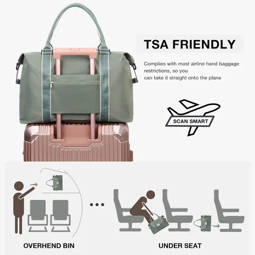 Miniatura 4 de Weekender Bags for Women,Carry on Bag,Overnight Bag with Trolley Sleeve,Sports Tote Bag,Travel bag for Women, Dark Green