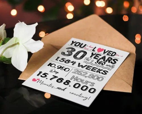 Miniatura 5 de Tarjeta de cumpleaños número 30 para él o ella – Divertida tarjeta de felicitación de hitos plegada de 5 x 7 pulgadas, cartulina de 12.35 oz/m²