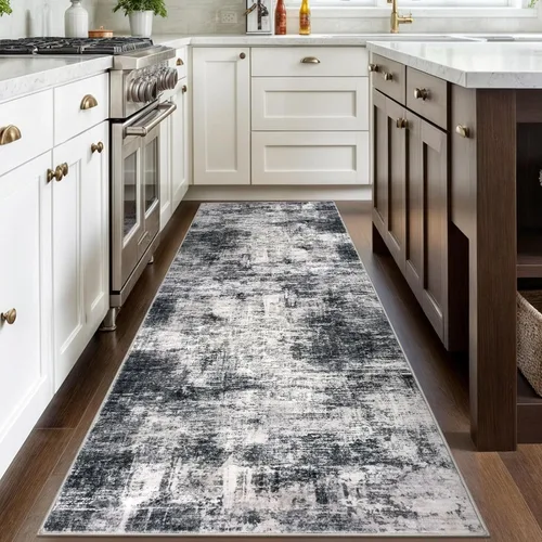 Miniatura 186 de IOHOUZE Alfombra abstracta lavable de 3 x 12 pies para pasillos, antideslizante para cocina, camino de entrada de lana sintética para interiores