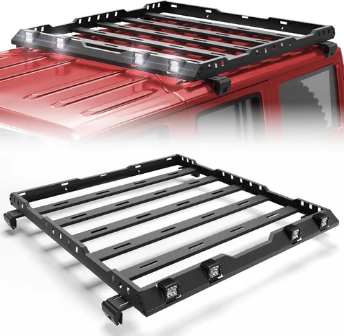 Miniatura 15 de Soporte de techo para Toyota 4Runner 2010-2024 5ª generación, cesta de carga de longitud completa resistente con barras transversales, estante