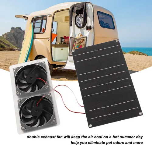 Miniatura 6 de Panel solar fotovoltaico de 100 W, 5 V, 2 A, con kit de ventilador, extractor de aire de energía solar, generador solar impermeable, ventilador