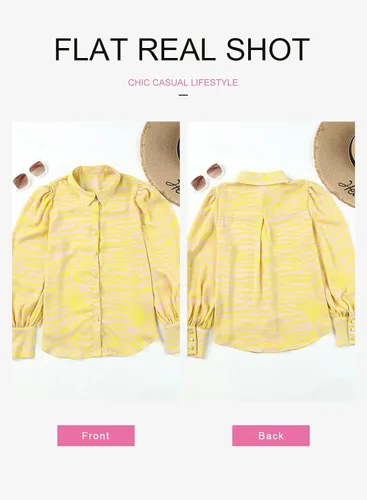 Miniatura 6 de EVALESS Blusas con botones para mujer, blusas de manga larga con estampado de moda 2023