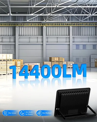 Miniatura 5 de Luz de inundación LED de 120 W para exteriores con enchufe, luces de seguridad superbrillantes de 14400 lm con cable, luz de trabajo LED impermeable