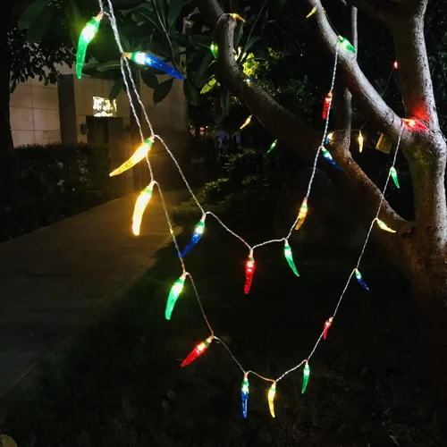 Miniatura 5 de Guirnalda de luces rojas de chile y pimienta, luces de noche de hadas, guirnalda de cobre, lámpara colgante con pilas para decoración del hogar