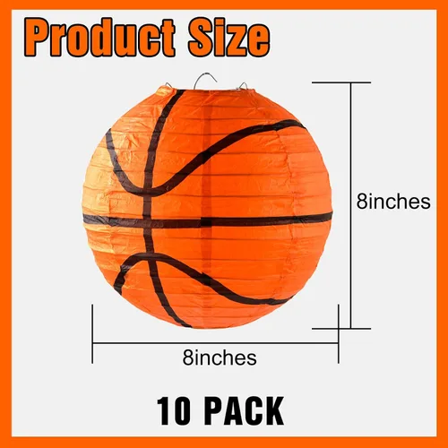 Miniatura 2 de 10 Piezas Linternas de Papel de Baloncesto Naranjas Decoraciones de 8 Pulgadas para Colgar del Techo Linternas de Baloncesto Linternas de Papel