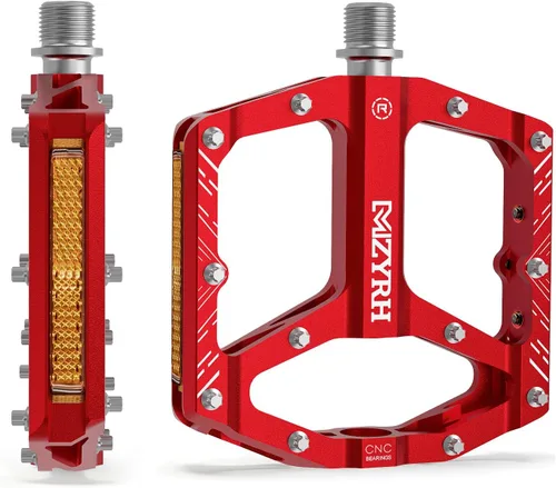 Miniatura 9 de MZYRH Pedales de bicicleta de montaña, pedales MTB, 9/16 pulgadas, antideslizantes, ligeros, de aleación de aluminio, pedales de bicicleta