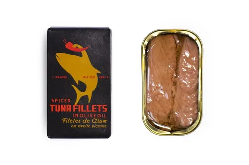 Miniatura 3 de Filetes de atún portugués especiados enlatados en aceite de oliva capturado en la naturaleza Vitaminas B, Omega-3 Pescado enlatado de Ati Manel