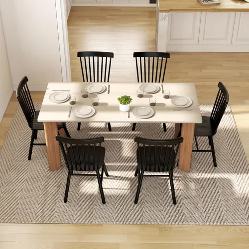 Miniatura 7 de Juego de 4 sillas de comedor Windsor, sillas de cocina de estilo granja con respaldo de vástago, sillas laterales de madera maciza sin brazos