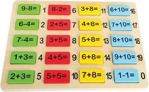 Small Foot Juguetes de madera, azulejos de matemáticas para aprender suma y restar números, divertido juguete educativo temprano diseñado para niños