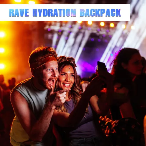 Miniatura 2 de Mochila de hidratación, paquete de hidratación para festivales y raves, mochila de agua con bolsa de hidratación de 2L, mochila de hidratación
