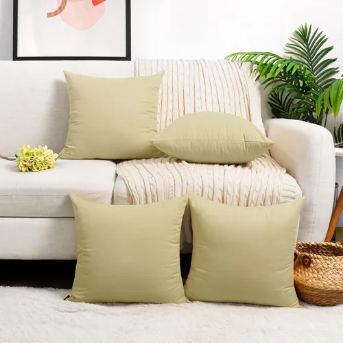 Miniatura 23 de Coddsmz Paquete de 4 fundas decorativas de 100% algodón para cojín cuadrado, funda de almohada de color liso para bricolaje, para sofá y dormitorio