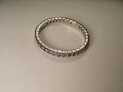 Miniatura 2 de Unbranded Beautiful Estate 14K White Gold Sapphire Eternity Wedding Ring Band
