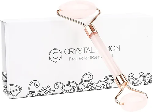 Crystal Lemon - Rodillo de jade natural para cara, arrugas envejecidas, hinchazón, terapia de tratamiento de masajeador facial de la piel, piedra de