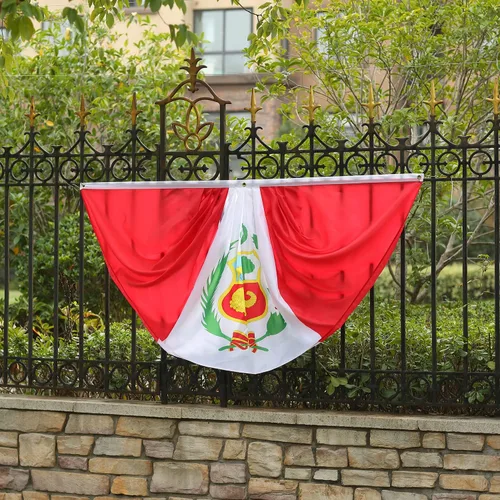 Miniatura 5 de Bandera de abanico plisada peruana de 3 x 6 pies, 2 banderas de abanico plisadas para interiores y exteriores, decoraciones de porche delantero