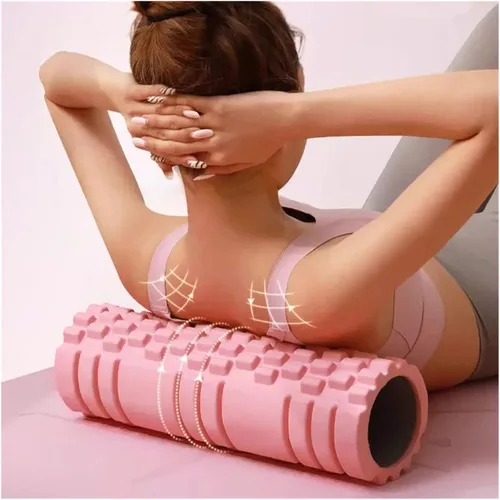 Miniatura 2 de Rodillo de espuma de alta densidad para masaje muscular, alivio del dolor para espalda, piernas y brazos (rosa)