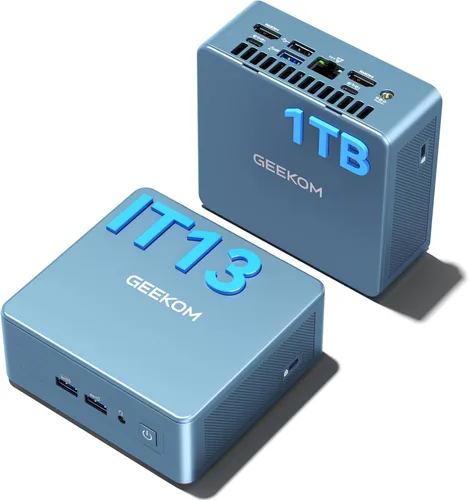 Mini PC GEEKOM IT13 de alta velocidad 2026 con Intel i5-13600H de 13ª generación | 16 GB de RAM | SSD de 1 TB | Windows 11 Pro | 2 X USB 4.0 (40 Azul