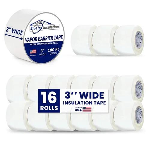 Miniatura 10 de ㅤ Cinta de barrera de vapor de costura blanca de 7,6 cm de ancho x 54,9 m de largo - 1 rollo, impermeabilización y excelente para espacios