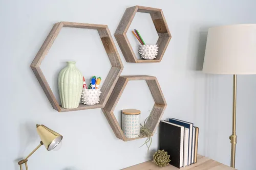 Miniatura 2 de BarnwoodUSA - Estantería de madera para colgar 100 % madera reciclada Gris natural desgastado.