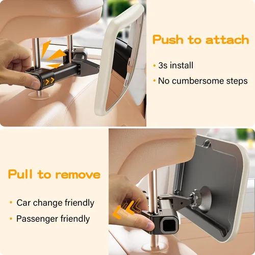 Miniatura 6 de Espejo de Coche para Bebé con Diseño de Gancho para Bebé, Espejo de Coche Anti-sacudido para Asiento de Bebé, Espejo Trasero para Recién Nacidos