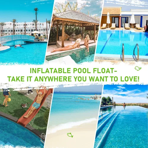 Miniatura 7 de Flotadores de piscina para adultos, paquete de 6 flotadores inflables para piscina, hamaca de agua portátil, imprescindibles para vacaciones