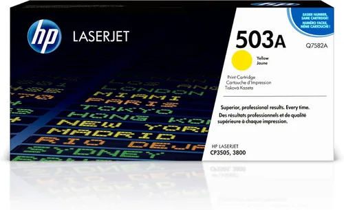 HP Cartucho de tóner amarillo original 503A | Funciona color LaserJet 3800, CP3505 Series | Q7582A