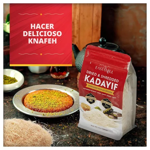 Miniatura 6 de Eastanbul Masa de fillo rallada Kataifi seca y picada, masa de pastelería Kurutulmus Kadayif, ingrediente para la barra de chocolate con pistacho