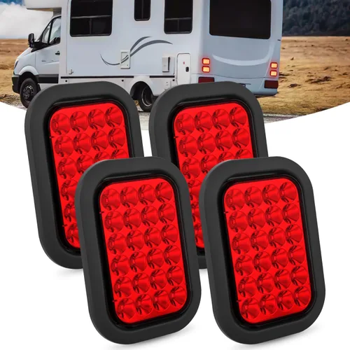 Miniatura 16 de Nilight Luz trasera ovalada de 6 pulgadas, 4 unidades, color rojo, 24 luces LED de parada de freno y giro con ojales de montaje empotrado, 4 luces