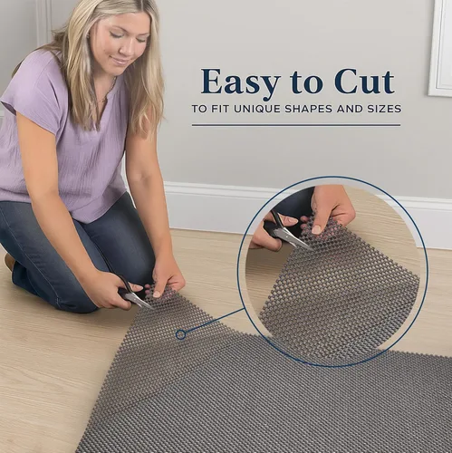Miniatura 3 de Veken Almohadilla Antideslizante para Alfombra de 4 x 6 pies para pisos de madera dura, almohadillas antideslizantes para alfombras de área, Gris