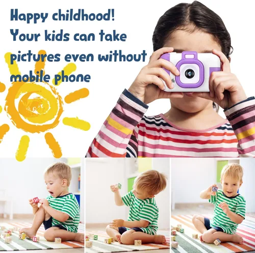 Miniatura 6 de Cámara para niños, juguetes electrónicos de cumpleaños para niños, videocámara digital mejorada para selfie de niños pequeños 1080P para niños de 4