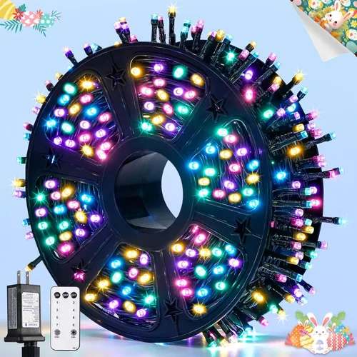 Miniatura 34 de JMEXSUSS 500 luces LED azules de Navidad al aire libre, 173 pies, 8 modos, tira de luces de Navidad, impermeable, luz LED azul para árbol enchufable