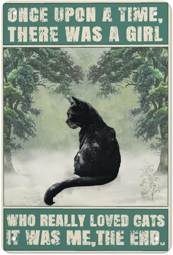 Miniatura 11 de Cartel de metal de aluminio con texto en inglés "Cat Kitty-I Read Books And Drink Tea", regalo para amantes de los gatos, para baño, jardín