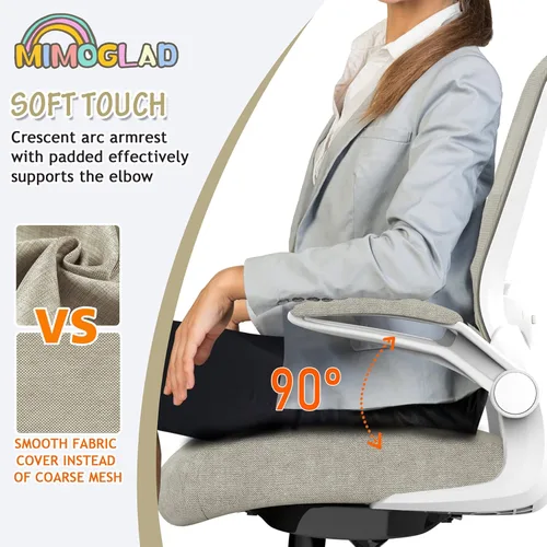 Miniatura 7 de Mimoglad Silla de oficina en casa, silla ergonómica de escritorio con respaldo alto con soporte lumbar ajustable y cojín de asiento grueso, silla