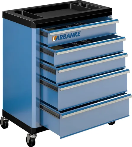 Miniatura 12 de Caja de herramientas de 4 cajones con cerradura y llaves, caja de herramientas portátil con encimera multifuncional, con forro de cajón y orificios