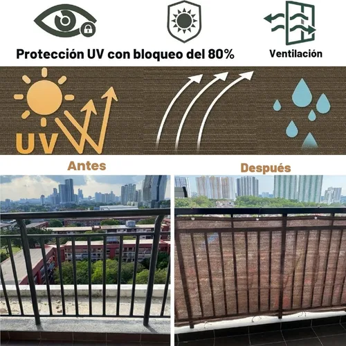 Miniatura 4 de Pantalla de Privacidad para Cerca Balcón Tela de Sombra Solar 3 pies 3 pulgadas x 9 pies 9 pulgadas 80% Tela de Sombra Pantallas de Patio Exterior