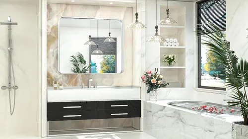 Miniatura 216 de TokeShimi - Espejo para pared de baño, espejo de tocador con marco de metal de aleación de aluminio mate cepillado e inoxidable, decoración rústica