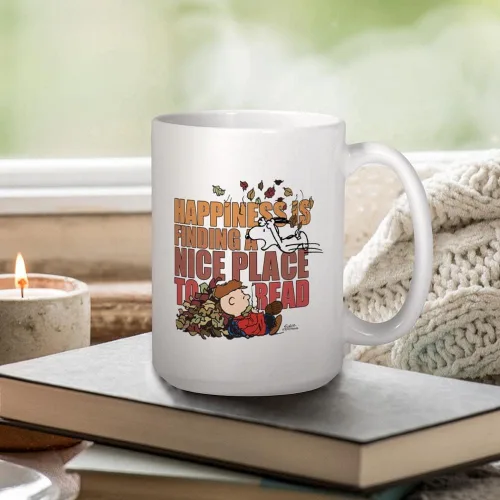 Miniatura 6 de CafePress Peanuts Fall Reading - Taza grande de cerámica (15.0 fl oz)