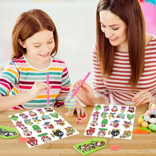 Miniatura 5 de PICNICFUN Kit de calcomanías de diamantes para niños, 24 piezas 5D DIY lindos personajes y animales de dibujos animados hechos a mano digital