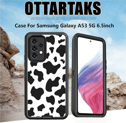 Miniatura 7 de Funda compatible con Samsung Galaxy A53 5G para mujeres y niñas, diseño de vaca, funda de lujo A53 5G con protector de pantalla, resistente a prueba