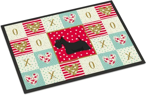 Caroline's Treasures CK5950JMAT - Felpudo Scottish Terrier Love de 24 x 36 pulgadas, para interiores y exteriores, para entrada, antideslizante,