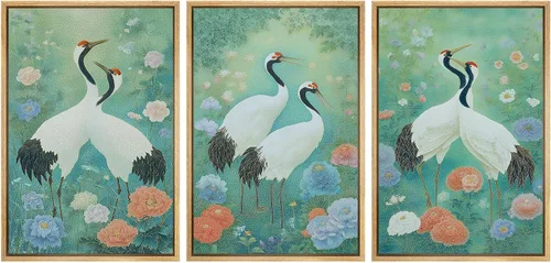 Miniatura 34 de SIGNWIN Conjunto de arte de pared de lienzo enmarcado, acuarela pastel, cielo de nubes rosas, colina verde del campo, naturaleza, vida silvestre