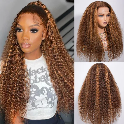 Miniatura 19 de CYNOSURE Pelucas de encaje frontal 13x4 de cabello humano prearrancado, densidad del 180%, brasileña rizada con encaje frontal, peluca con cabello