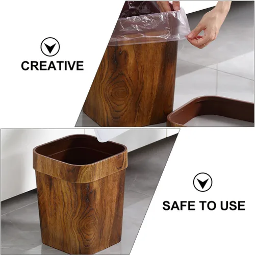 Miniatura 3 de Cabilock Bote de basura retro creativo de 14 l Imitado papelera sólida para oficina en casa dormitorio baño estilo vintage cubo de basura