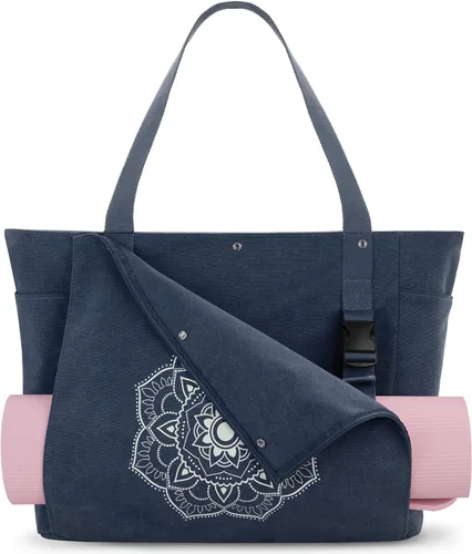 Gonex Bolsa para Esterilla de Yoga, Bolsa de Gimnasio Tipo Tote con Múltiples Bolsillos para Mujeres y Hombres, Portaesterillas de Yoga de Lona para