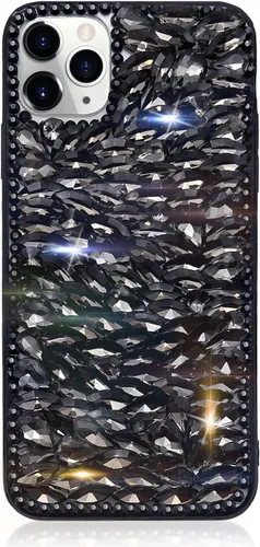 Miniatura 3 de Funda compatible con iPhone 13 Pro Max para mujer, con purpurina 3D, de lujo, con diamantes de imitación brillantes, con gemas transparentes, bonita