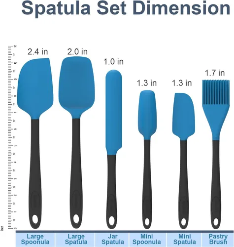 Miniatura 2 de Juego de espátulas de silicona, 6 utensilios de cocina de grado alimenticio con cepillo de silicona, resistentes al calor, aptos para lavavajillas