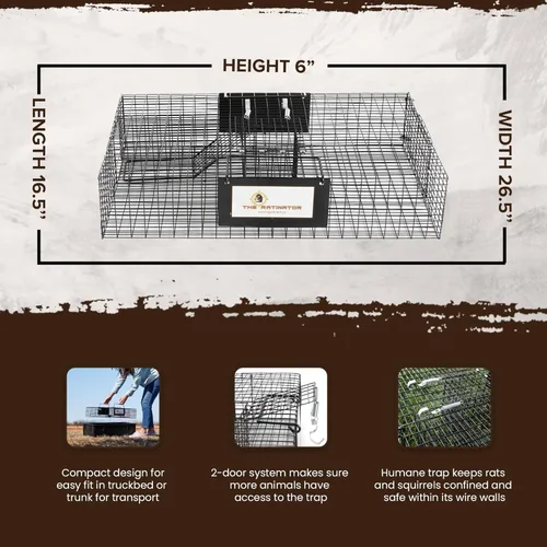 Miniatura 3 de Rugged Ranch Ratinator, trampa multi-captura para ratas, jaula humanitaria para interiores o exteriores, control de roedores para hogares, graneros