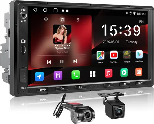 ATOTOZONE A5L 7" 2+32GB Android Auto Estéreo de Coche Doble DIN, Cámara de Respaldo LRV y Cámara Dash 1080P DVR, CarPlay/Android Auto Inalámbrico,