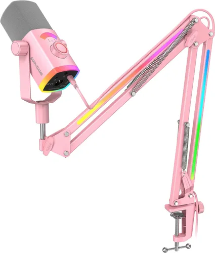 Miniatura 11 de Kit de micrófono de juego FIFINE, micrófono dinámico XLR/USB para PC con brazo articulado para grabación de podcast, juego de micrófono RGB